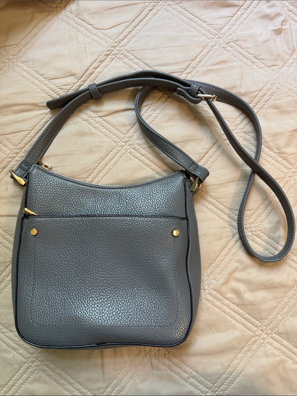 a new day - Gray Leather Crossbody Bag